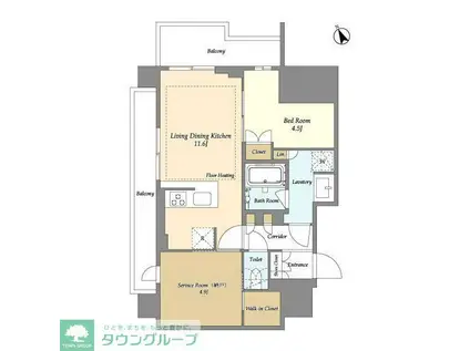 オアーゼ日暮里レジデンス(1SLDK/11階)の間取り写真