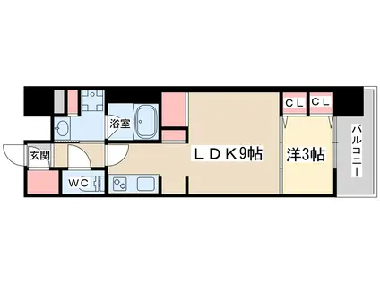 S-RESIDENCE天満橋AR(1LDK/6階)の間取り写真