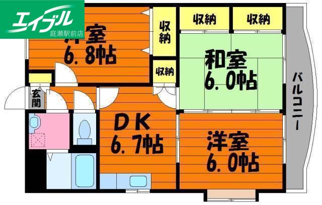 モンルポ(3DK/2階)の間取り写真