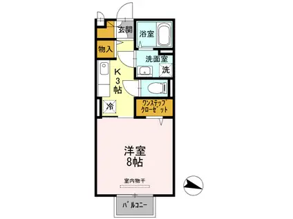 シクルアヴェニュー(1K/2階)の間取り写真