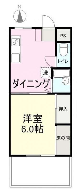 センターハイツ上原(1K/2階)の間取り写真