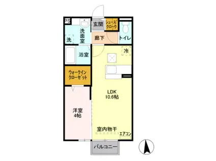 サンクテュエールII(1LDK/1階)の間取り写真