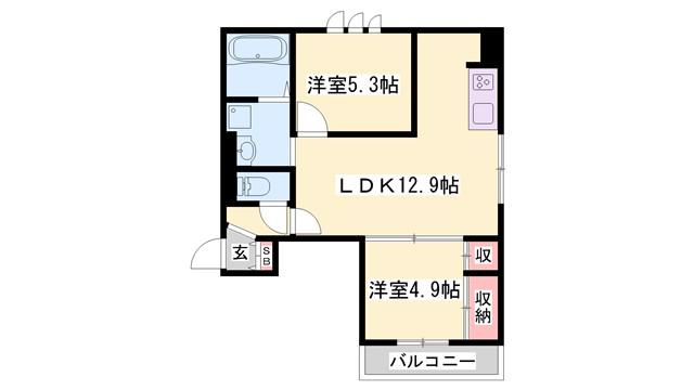 メゾン ド ソルテ A棟(1LDK/2階)の間取り写真