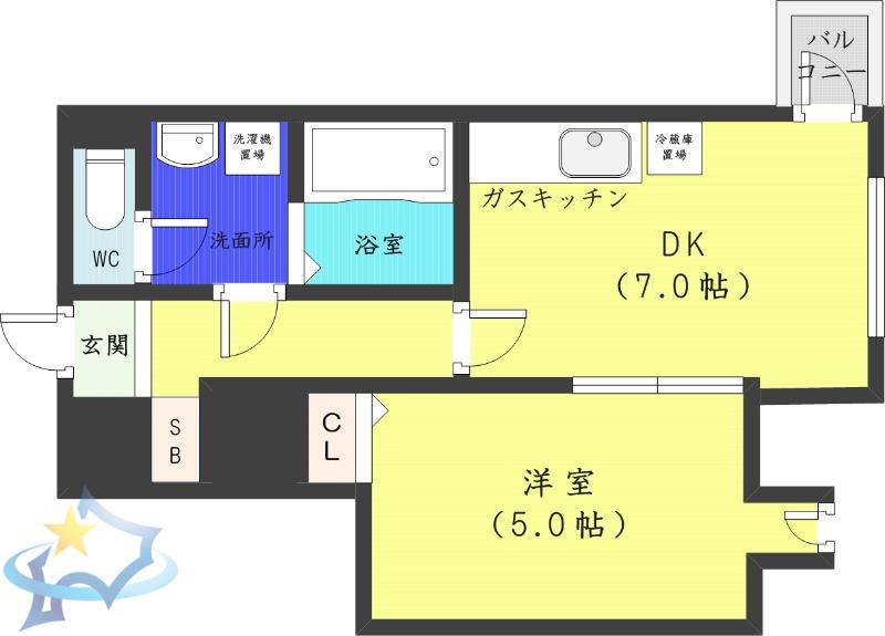 コートロティ大通(1DK/11階)の間取り写真