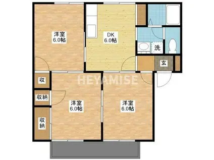 サンハイツ平山B(3DK/1階)の間取り写真