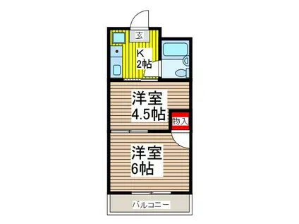 アズ川口レジデンス(2K/1階)の間取り写真