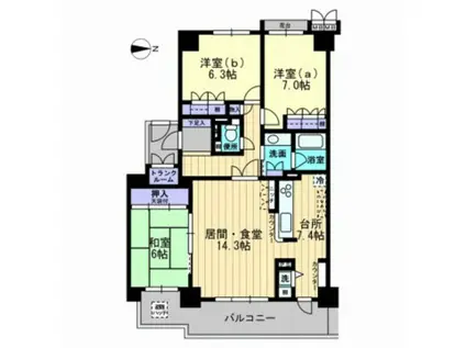 サーパスシティ大供(3LDK/12階)の間取り写真