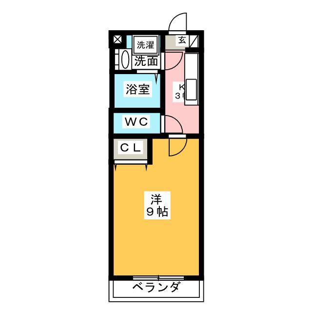 GRANDIR(1K/1階)の間取り写真