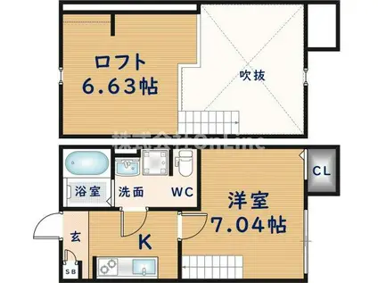 LAMO(1K/1階)の間取り写真