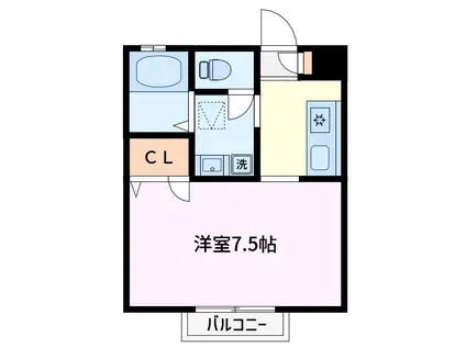 ベルコンフォート(1K/1階)の間取り写真