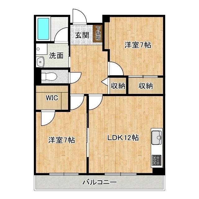 パークサイド瀬名川(2LDK/3階)の間取り写真