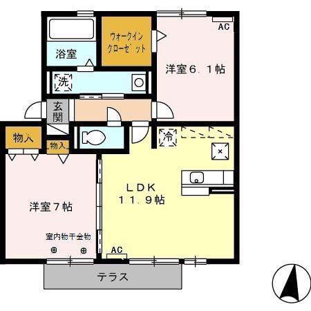 リュミエール(2LDK/1階)の間取り写真