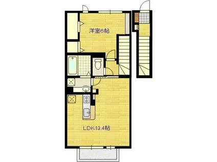 スターレット尼寺(1LDK/2階)の間取り写真