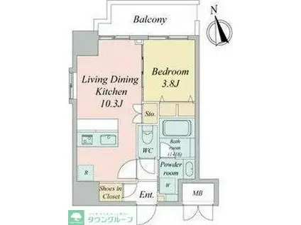 スプランディッド大須門前町(1LDK/15階)の間取り写真