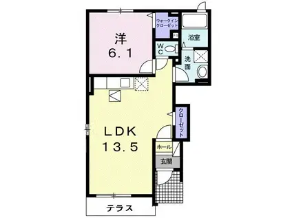 ヒルズ諸富II(1LDK/1階)の間取り写真