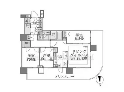 HARUMI FLAG PARK VILLAGE(3LDK/12階)の間取り写真