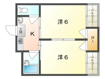 ピュアスモトC棟(2K/4階)の間取り写真