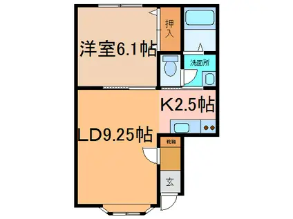 エスポワール2004(1LDK/1階)の間取り写真