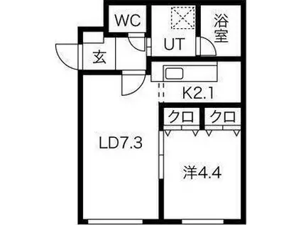 ラフォルテ菊水(1LDK/1階)の間取り写真