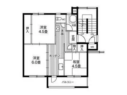 ビレッジハウス仙台鶴ケ谷五丁目3号棟(3K/3階)の間取り写真