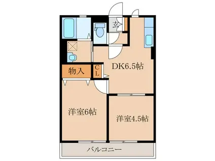 ソレアードHOTORI I(2DK/2階)の間取り写真