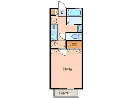 プリムヴェールII(1K/1階)の間取り写真