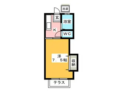 コーポ桂C(1K/2階)の間取り写真
