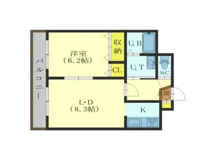ボヌール中道参番館(1LDK/1階)の間取り写真