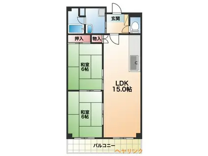 メゾン白菊(2LDK/6階)の間取り写真