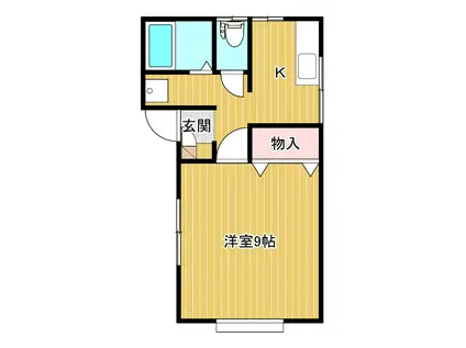 ヘーリオスA(1K/2階)の間取り写真