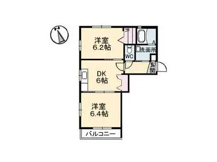 ウィステリア メゾン(2DK/2階)の間取り写真