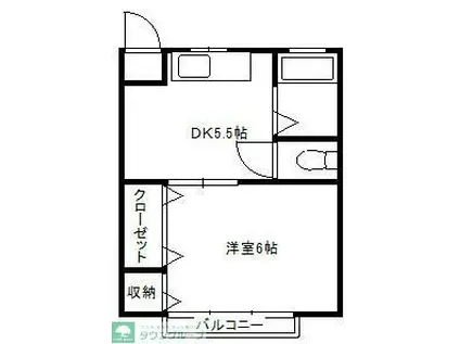 奥冨荘(1DK/1階)の間取り写真