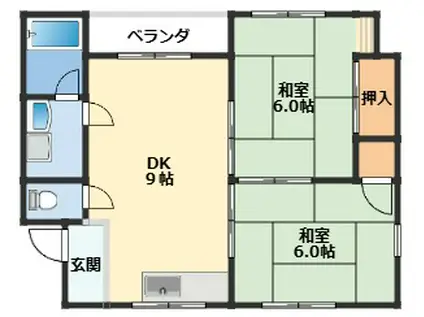 宝マンション(2DK/3階)の間取り写真