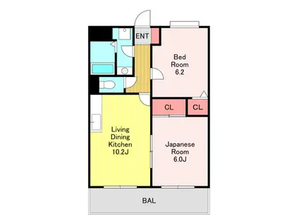 マンション五湯(2LDK/5階)の間取り写真