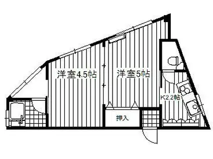 竹中ビル(2K/3階)の間取り写真