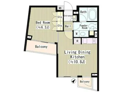 ル・シヤージュ神宮前(1LDK/2階)の間取り写真