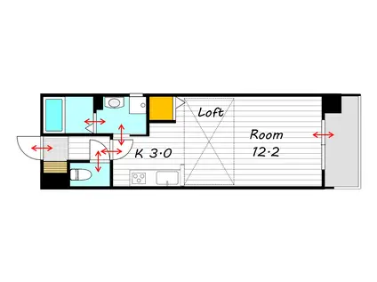 アルファレガロ岡山駅前(1K/9階)の間取り写真