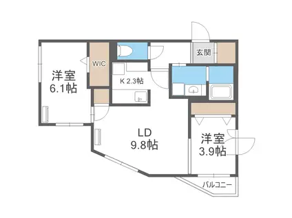 ARDER N11(2LDK/2階)の間取り写真