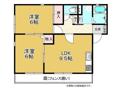 ファミーユ コート(2LDK/1階)の間取り写真