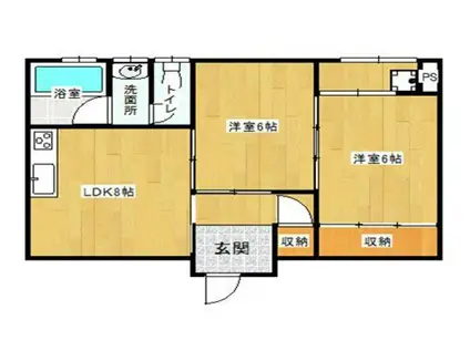 ユニオンハイツ(2LDK/1階)の間取り写真