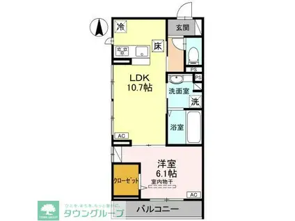 D-ROOM FIORE ”N”(1LDK/1階)の間取り写真