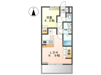 ファインパストラルII(1LDK/1階)の間取り写真