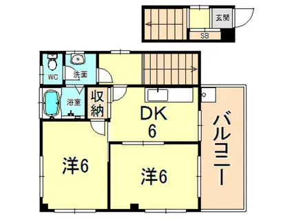 甲子園ファイブ2(2DK/2階)の間取り写真