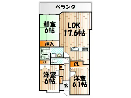 シャトレ諏訪町(3LDK/8階)の間取り写真