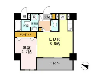 ドルチェ広島駅北口(1LDK/3階)の間取り写真