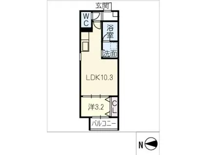 LECOCON上飯田(1LDK/3階)の間取り写真