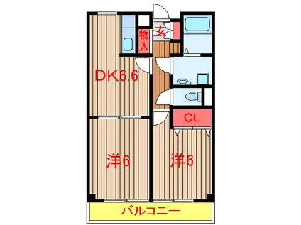 メープルリーフ(2DK/1階)の間取り写真