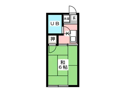 シティハイムつつじヶ丘(1K/1階)の間取り写真