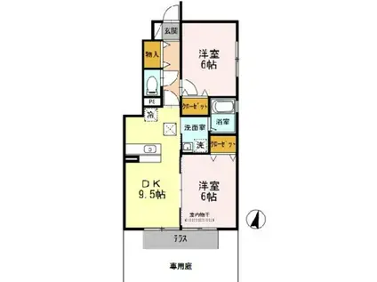 セジュールベル(2DK/1階)の間取り写真