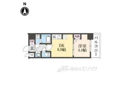 CRESTTAPP京都太秦天神川DEX1(1DK/3階)の間取り写真